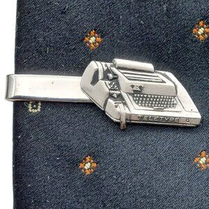 Vintage AT&T Robbins & Co. Teletype Tie Clip Silver Tone Mens Accessory Collecti